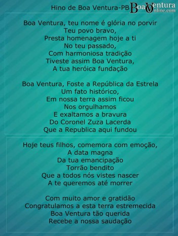 letra do hino,boa ventura-pb