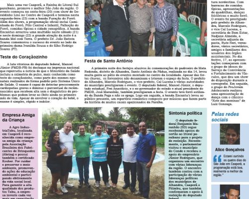 Coluna LITORAL SUL todo domingo no Jornal Correio da Paraíba. Sucesso em todo estado!